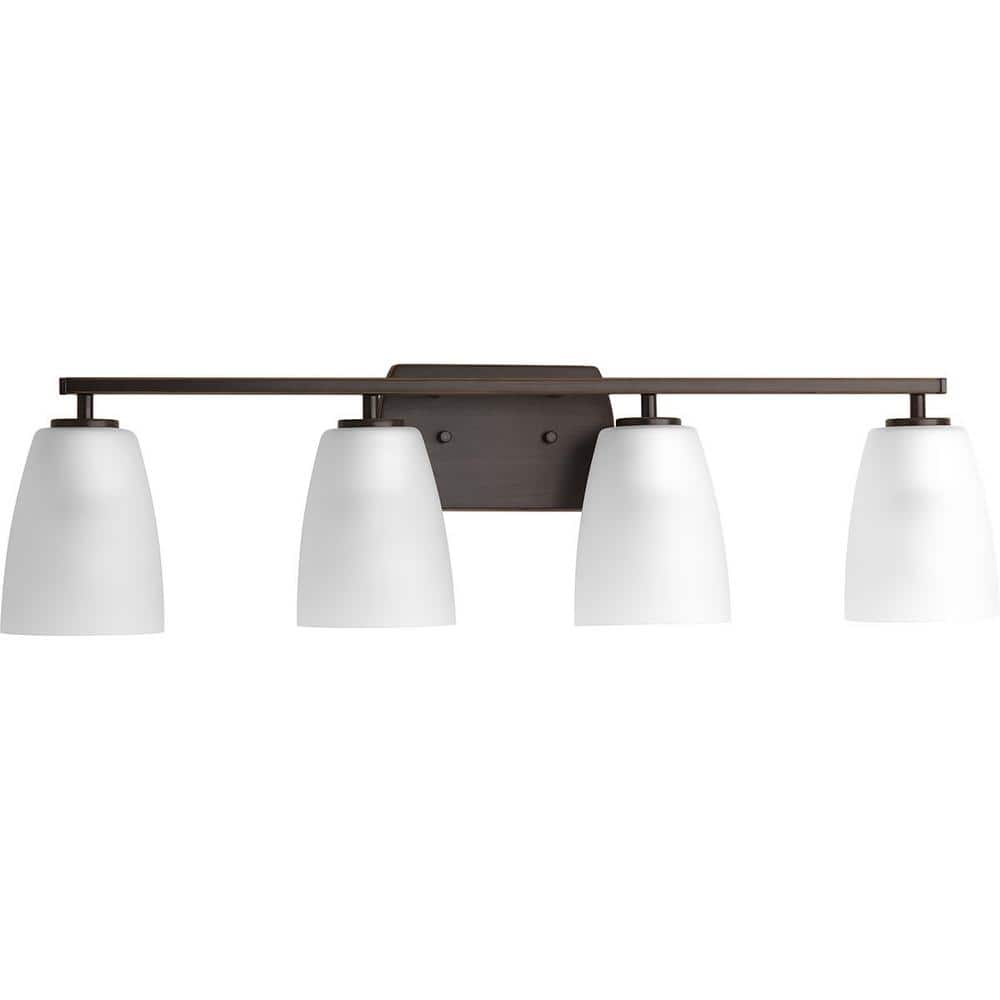 Leap Collection 4-Light Antique Bronze Etched Glass Modern Bath Vanity Light price history on PriceWatchPro