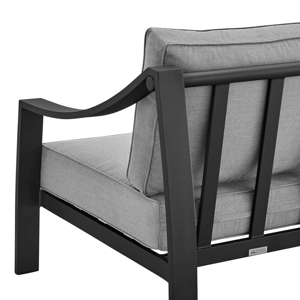 Koda Black Aluminum Outdoor Sofa with Gray Cushions