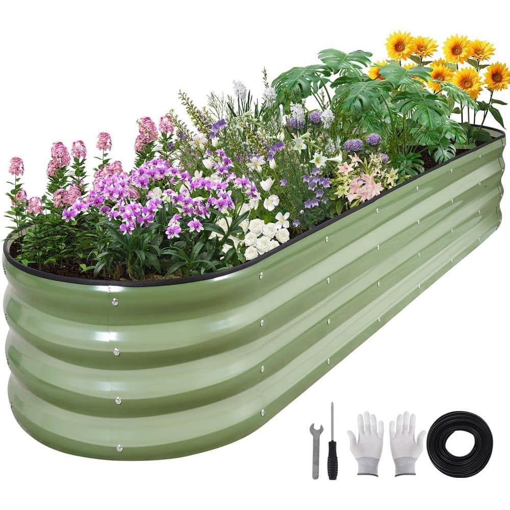 Oyezvary Galvanized 96in. L x 24in. W x 12in. H Raised Garden Bed ...