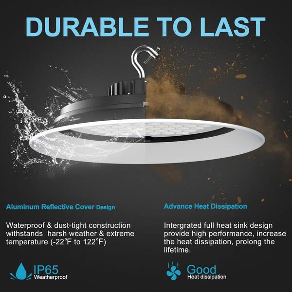 Unbranded 4Pack of 165W LED High Bay Light 24750LM High Bay LED Shop Lights AC100-277V Commercial Bay Lighting for Warehouse