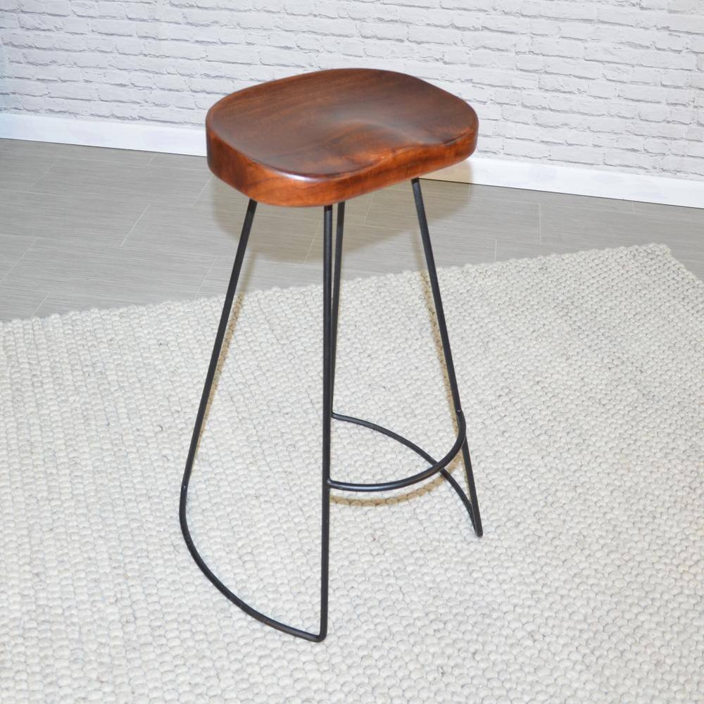 Chestnut and Black 31" Saddle Style Backless Bar Stools, Set of 2
