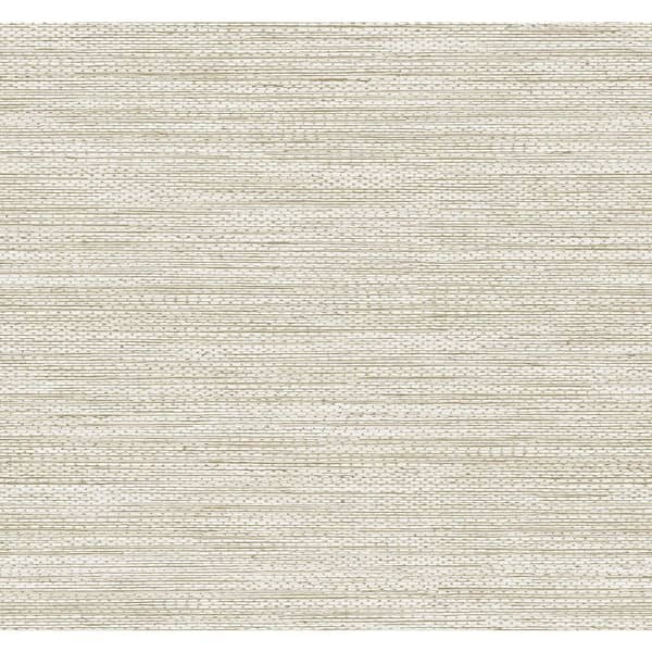 Seabrook Designs 60.75 sq. ft. Metallic Oat Hollinwood Weave Nonwoven Paper Unpasted Wallpaper Roll