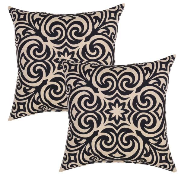 Plantation Patterns Sand Corinthian Square Outdoor Throw Pillow (2-Pack)