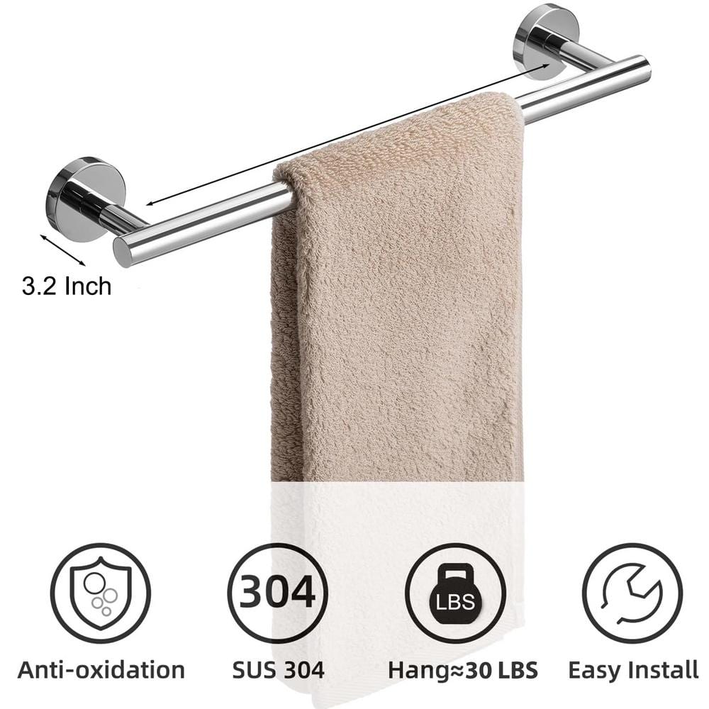 Polished Chrome 24-Inch Stainless Steel Wall Mounted Towel Bar