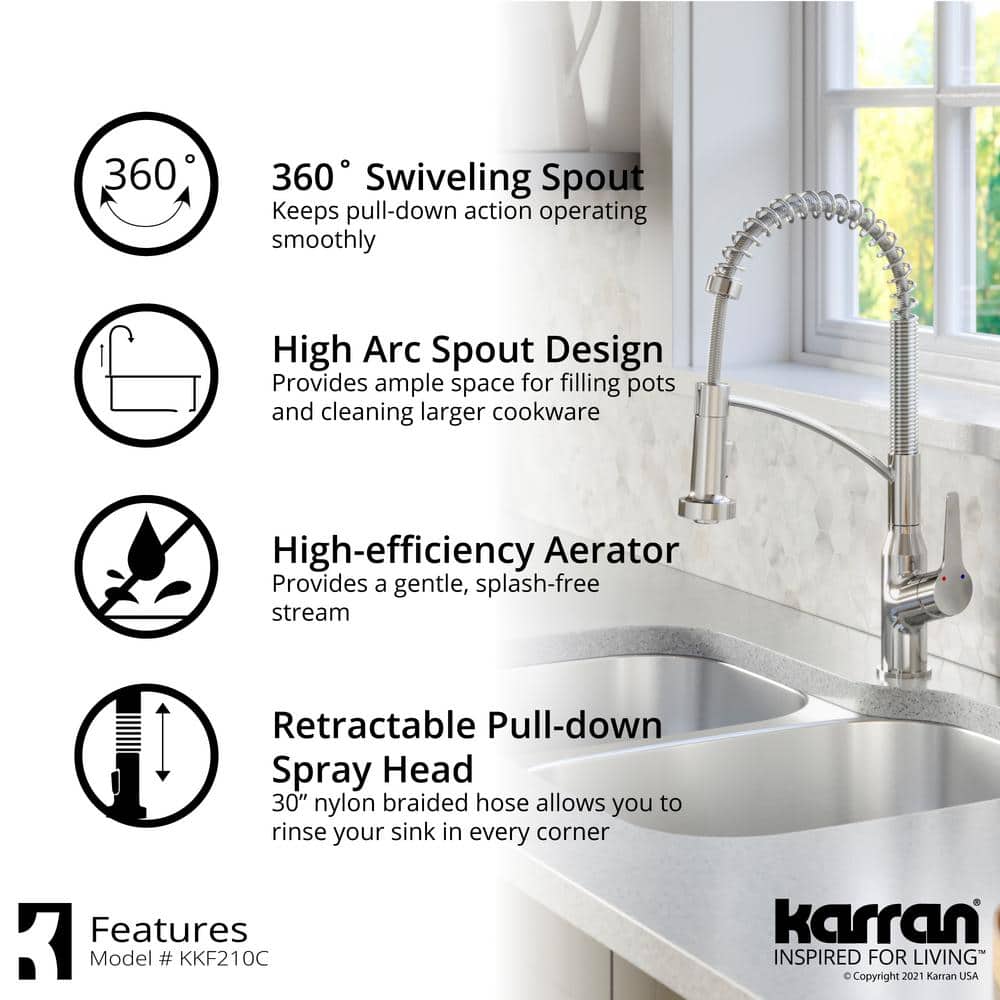 Chrome Single-Handle Pull-Down Sprayer Kitchen Faucet
