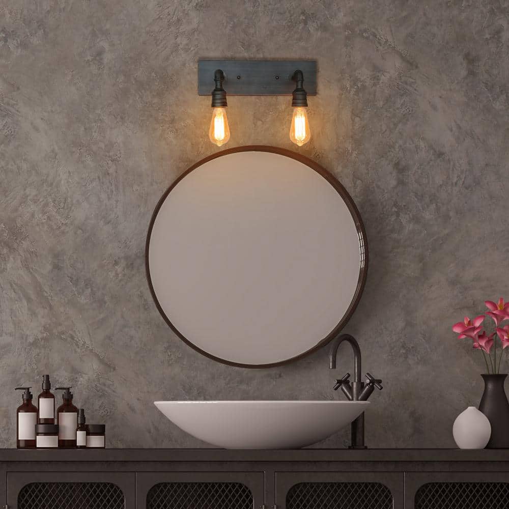 LNC Modern Farmhouse Vanity Light 2Light Brushed Gray Industrial