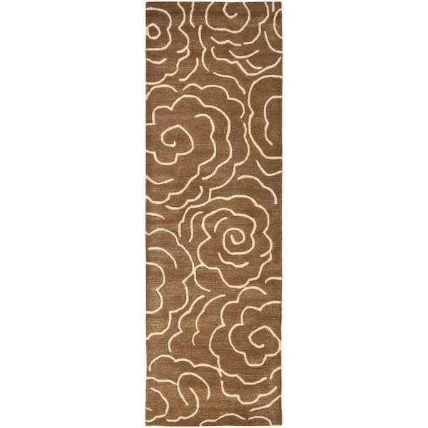 SAFAVIEH Soho Brown/Ivory 3 ft. x 8 ft. Floral Runner Rug