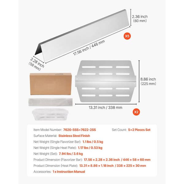 SKYSHALO Flavorizer Bars and Heat Deflectors, 17 in. Grill