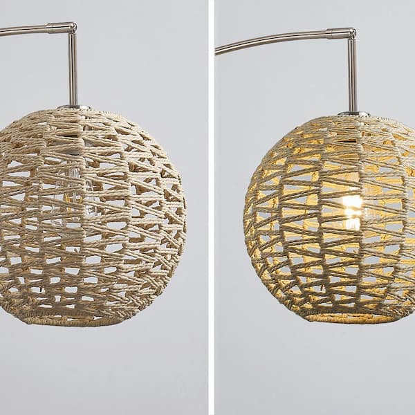 HomeGlam Kyoto 83 in. Brushed Brass 3-Lights Arc Tree Floor Lamp