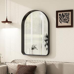 Black 23.6 in. W x 36 in. H Modern Arched Aluminum Alloy Deep Framed Wall Mirror