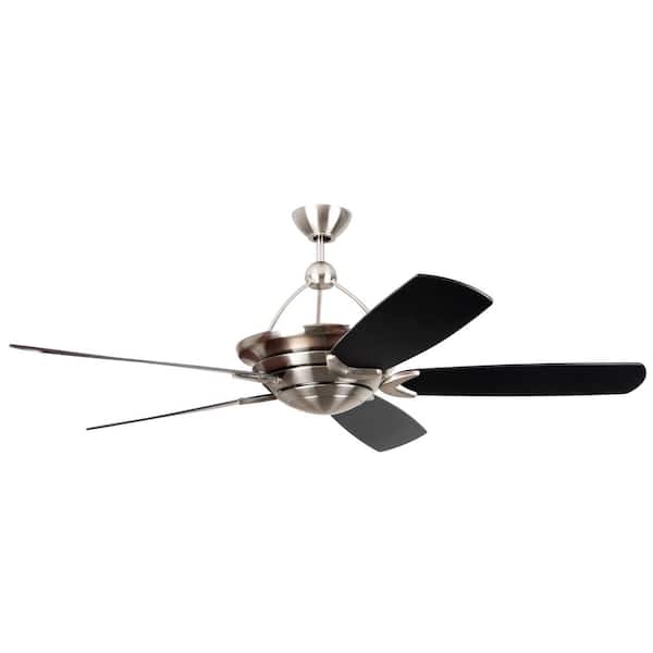 Vesta 60 in. Indoor Brushed Polished Nickel Finish Dual Mount Ceiling Fan w/ Integrated LED Up & Down Light & Remote