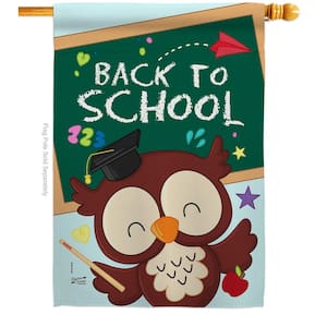 28 in. x 40 in. Whoo Back to School House Flag Double-Sided Readable Both Sides Education Back to School Decorative
