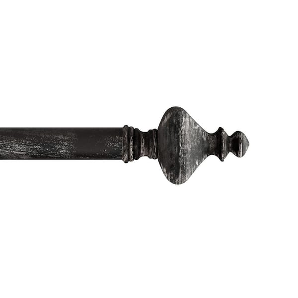 Lavish Home 48 in. - 84 in. Telescoping 1 in. Modern Turned Single Curtain Rod in Black