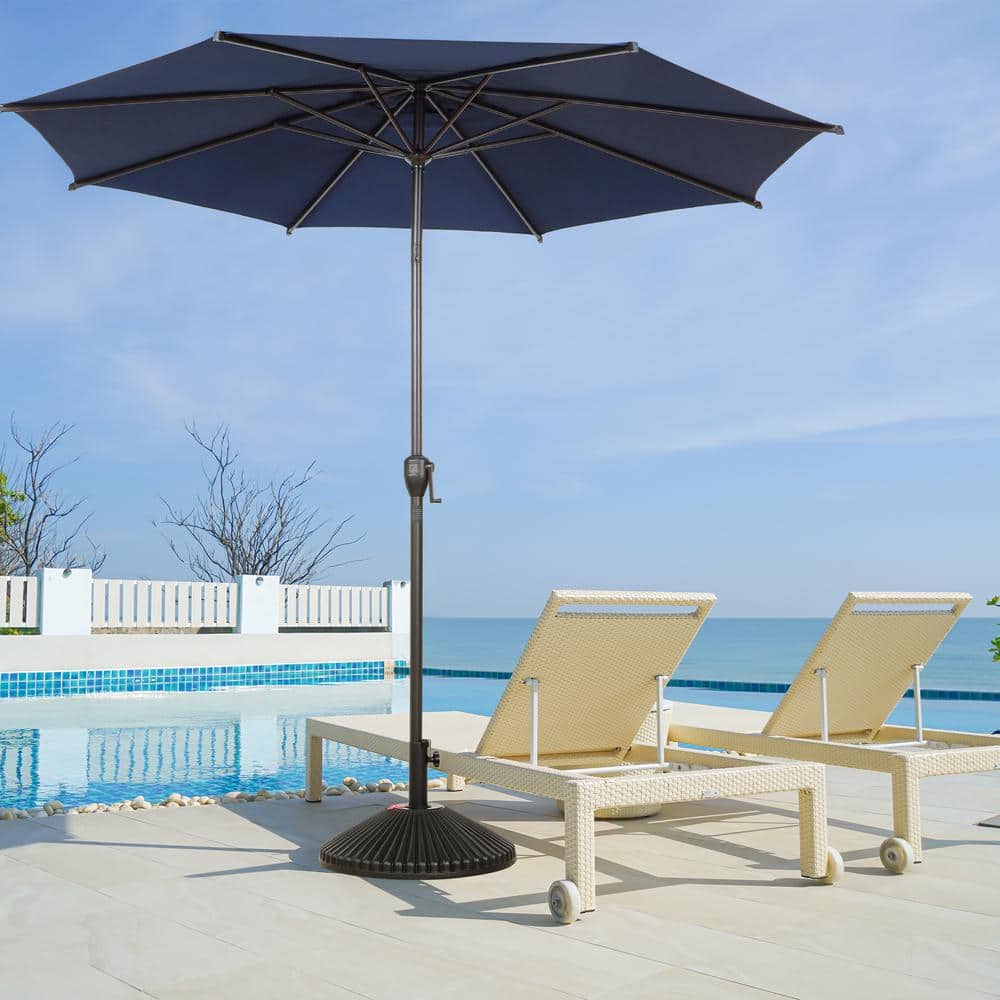 Lyon 132'' Dark Blue Hexagonal Steel Market Umbrella