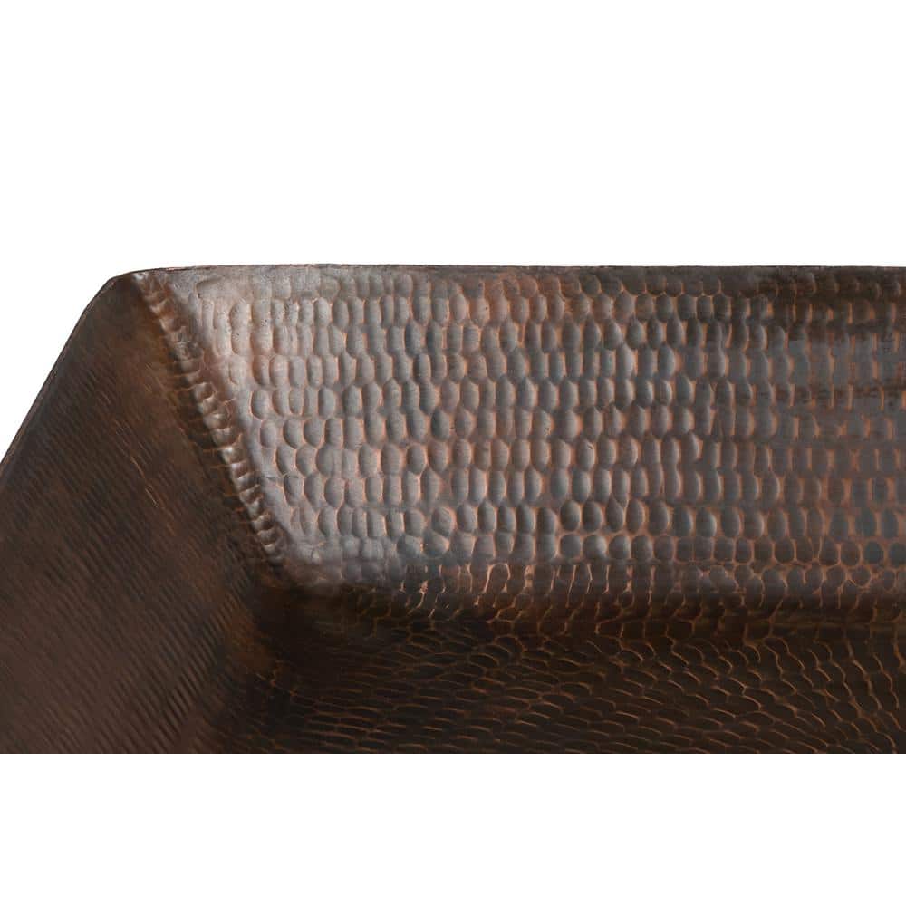 20" Hand Hammered Copper Rectangular Vessel Sink