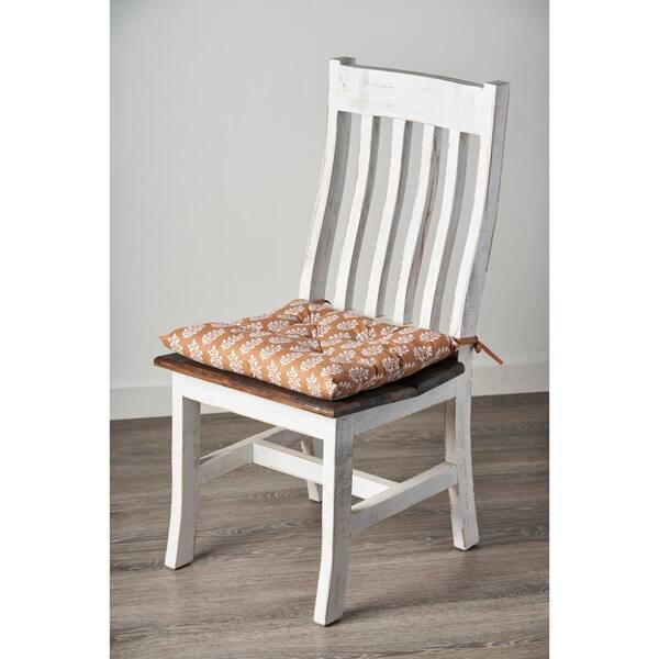 Set of 2 Botanical Seat Pads Cotton Tie-on Cushion Dining Chair