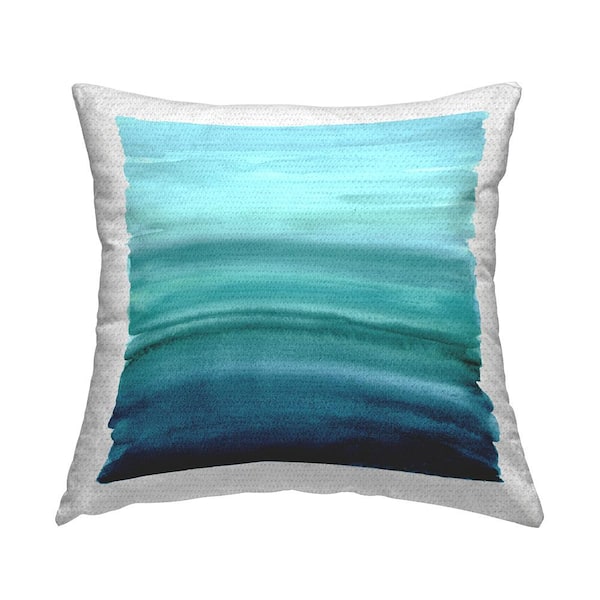 Brushed Turquoise Gradient Blue Square Outdoor Throw Pillow