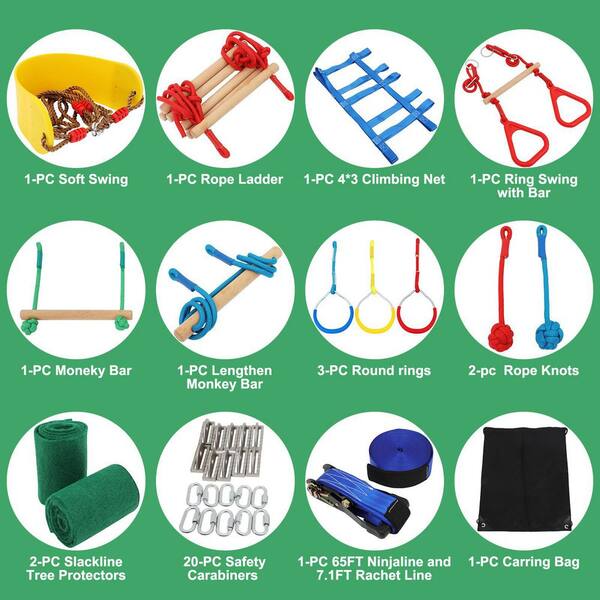 65 ft. Ninja Warrior Obstacle Course 1-Pack with 12 Accessories