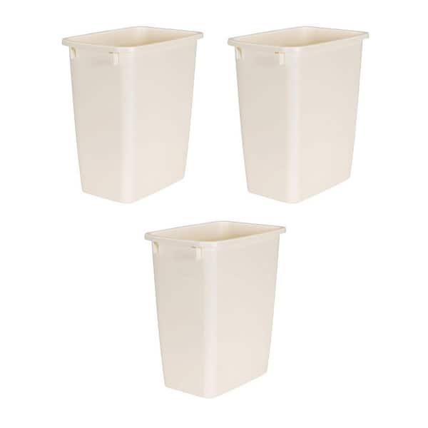 21 Qt. Bisque Rectangular Kitchen Wastebasket Trash Can (3-Pack)