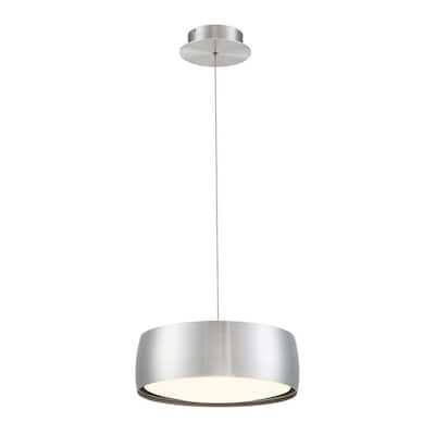 Tic Toc 14 in. 240-Watt Equivalent Integrated LED Brushed Aluminum Pendant with Shade