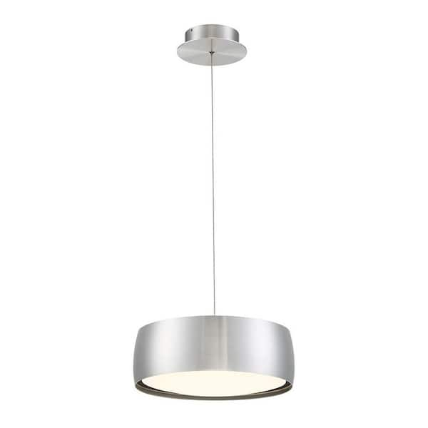 WAC Lighting Tic Toc 14 in. 240-Watt Equivalent Integrated LED Brushed Aluminum Pendant with Shade