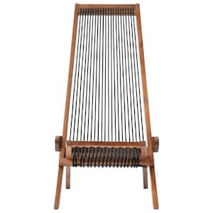 Outdoor Patio Rustic Folding Low Profile Roping Ergonomic Lounge Chair High Slanted Back Acacia Wood Chair Relaxing