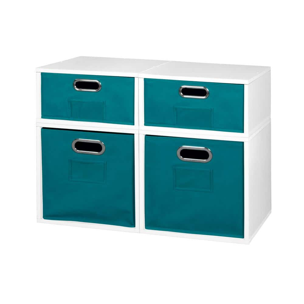 Regency 19 5 In H X 26 In W X 13 In D White Wood 4 Cube Organizer   White Wood Grain Teal Regency Cube Storage Organizers Hdcpc2f2hwhhtl 64 1000 