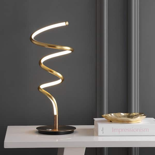 JONATHAN Y Carson 12.75 in. Brass Gold/White Modern Minimalist