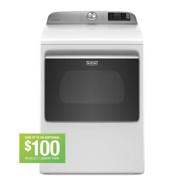 Maytag 7.4 cu. ft. 240-Volt Smart Capable White Electric Dryer with Hamper Door and Advanced Moisture Sensing
