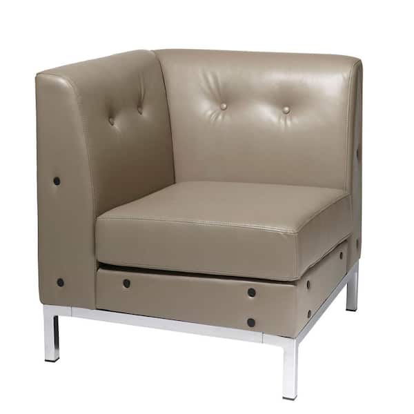 OSP Home Furnishings Wall Street Smoke Faux Leather Sectional