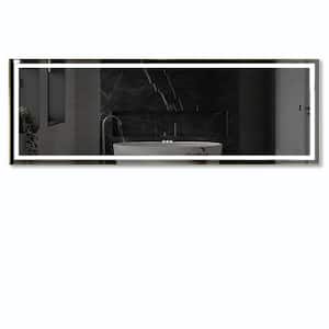 118 in. W x 36 in. H Large Rectangular Metal Framed Dimmable AntiFog Wall Mount LED Bathroom Vanity Mirror in Gold