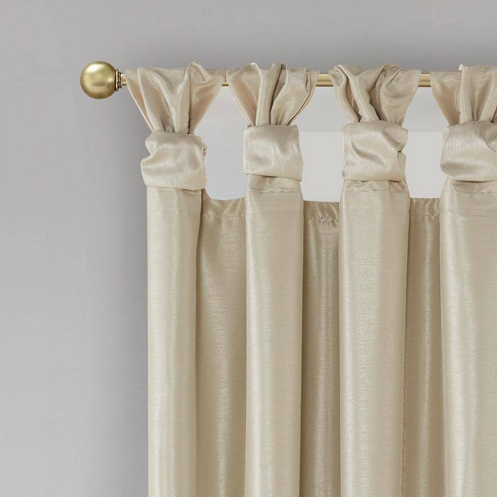 Champagne Faux Silk Blackout Tab Top Window Panel