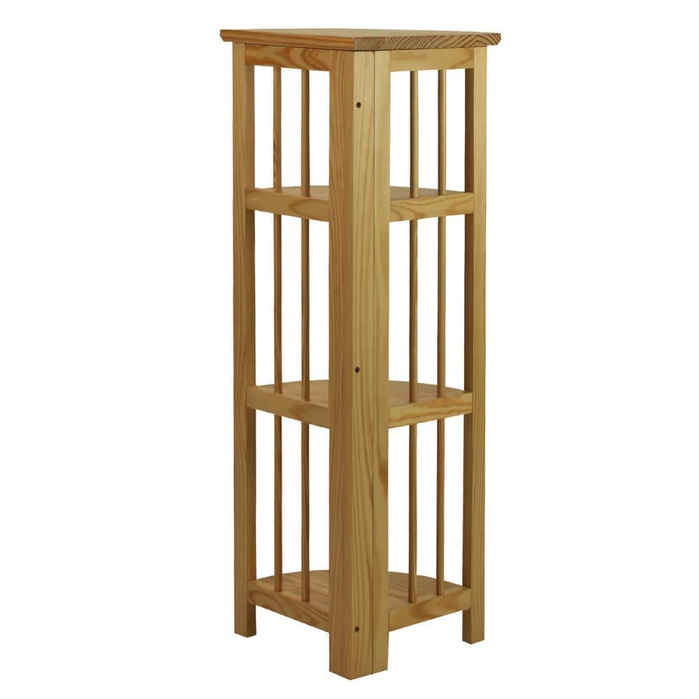 Natural Solid Wood 4-Shelf Corner Folding Bookcase