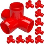 1/2 in. Furniture Grade PVC 4-Way Tee in Red (10-Pack)