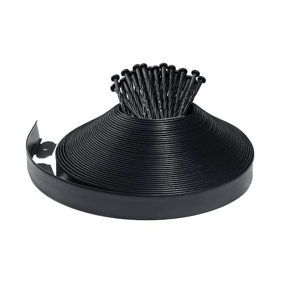 Landscape Edging Border 100 ft. 2 in. Tall 180 Spikes Flexible Durable Plastic Garden Fence Black
