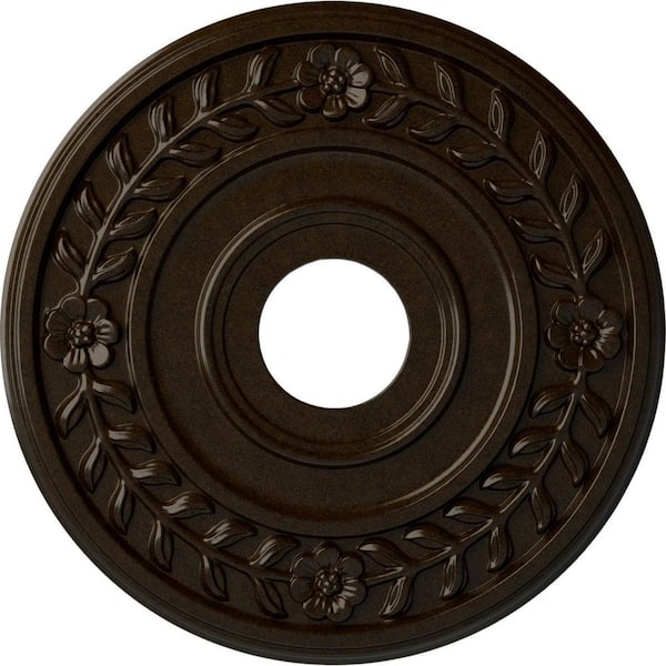 Ekena Millwork 1 in. x 16-1/4 in. x 16-1/4 in. Polyurethane Wreath Ceiling Medallion, Bronze