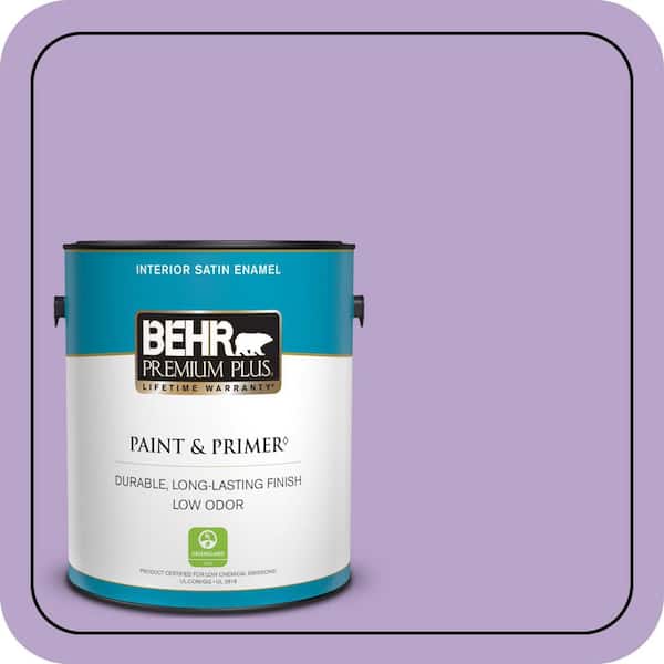 BEHR PREMIUM PLUS 1 gal. #650B-4 Violet Fields Satin Enamel Low Odor Interior Paint & Primer