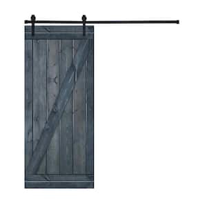 Z-Bar Serie 36 in. x 84 in. Gray Stained Knotty Pine Wood DIY Sliding Barn Door with Hardware Kit