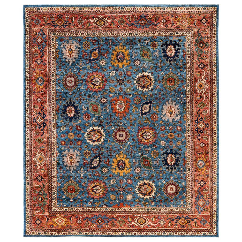 Chloe & Olivia Home Serapi Light Blue 8 ft. x 10 ft. Tribal Wool