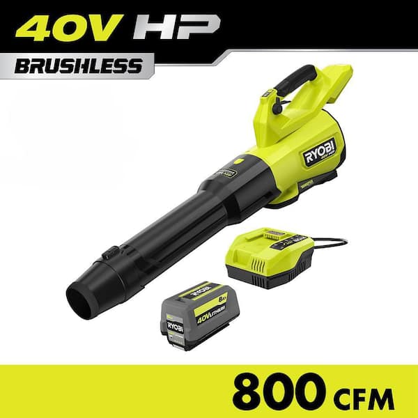 40V HP Brushless Whisper Series 180 MPH 800 CFM Cordless Battery Leaf Blower with 8.0 Ah Battery and Charger