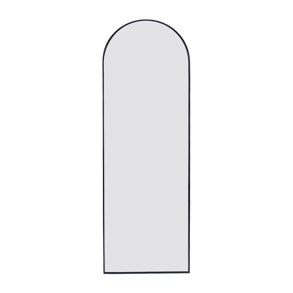 Modern Black Metal 23.6 in. W x 71 in. H Arch Metal Full Length Stand Mirro