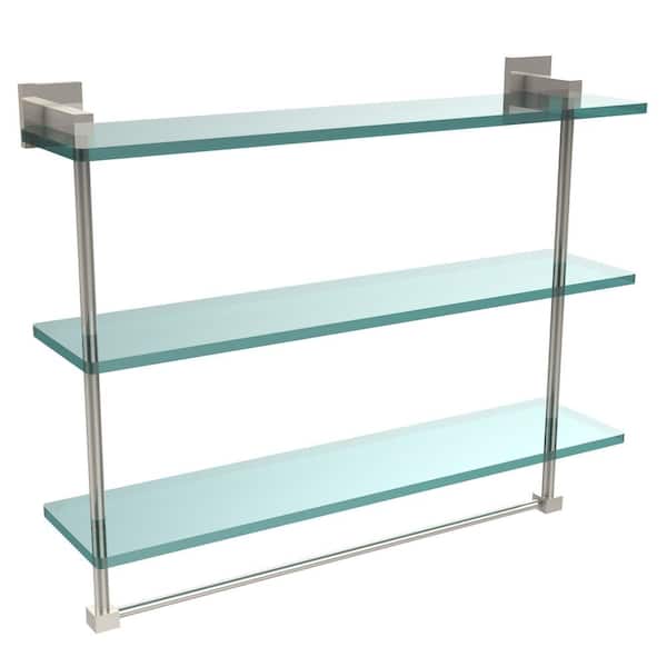 Allied Brass Montero 16 in. L x 18 in. H x 6-1/4 in. W 3-Tier Clear Glass  Bathroom Shelf with Towel Bar in Polished Nickel MT-5-22TB-PNI The Home  Depot