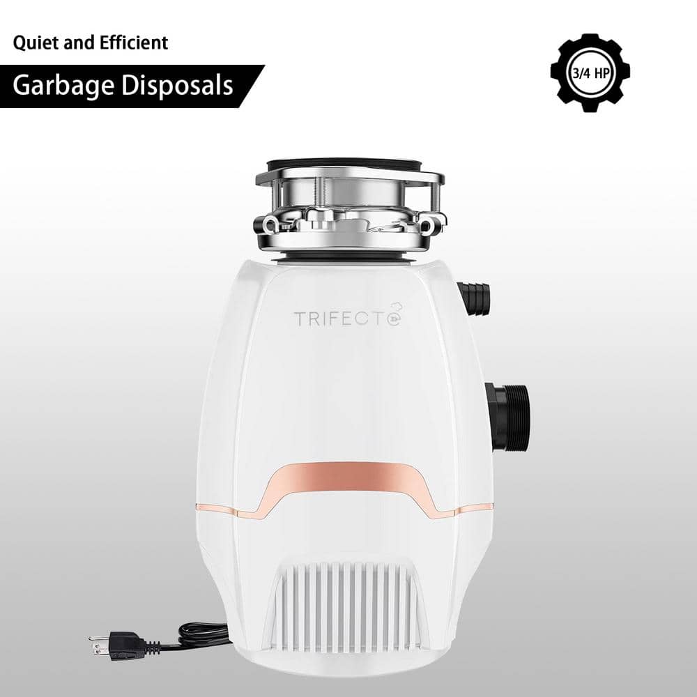 Trifecte Blender 3/4 HP Continuous Feed White Garbage Disposal with Sound  Reduction and Power Cord Kit HTRI-CGMD-65-W The Home Depot