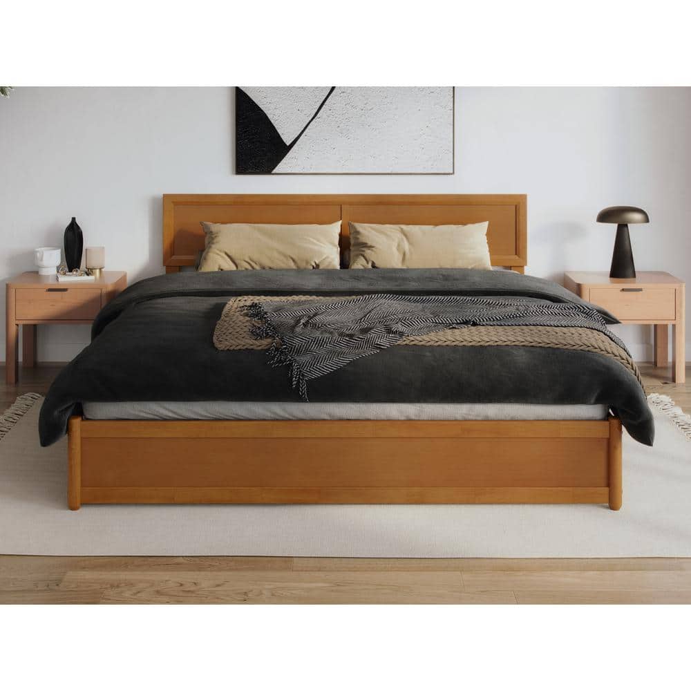 Lylah King Medium Wood Platform Bed with Storage Drawers