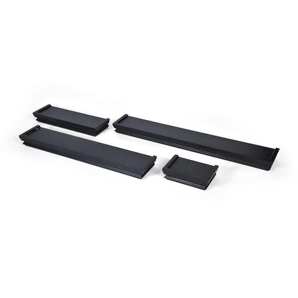 Melannco 24-in D x 3.89-in W x 4.45-in H Black MDF/Wood Floating Crown Molding Decorative Wall Shelf without Brackets, Set of 4