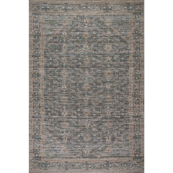 Nysera Traditional Bordered Area Light Blue 9 ft. x 12 ft. Indoor Area Rug