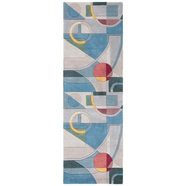 Rodeo Drive 2 ft. x 20 ft. Blue/Multi Abstract Geometric Runner Rug