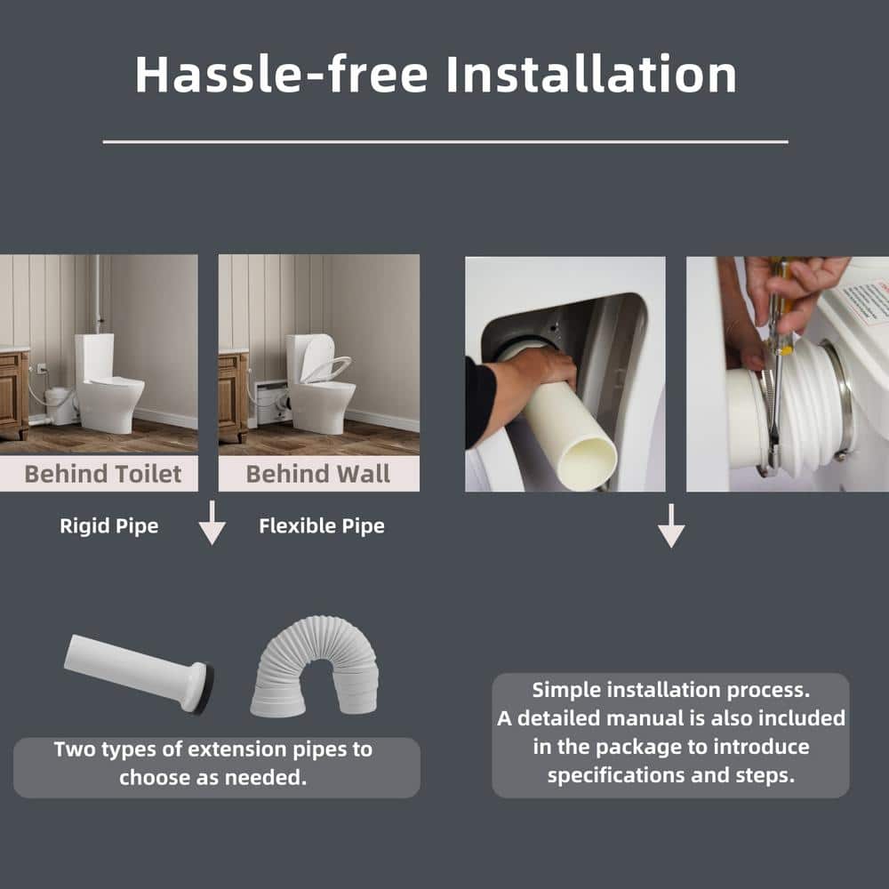 White Ceramic Two-Piece Elongated Macerating Toilet System
