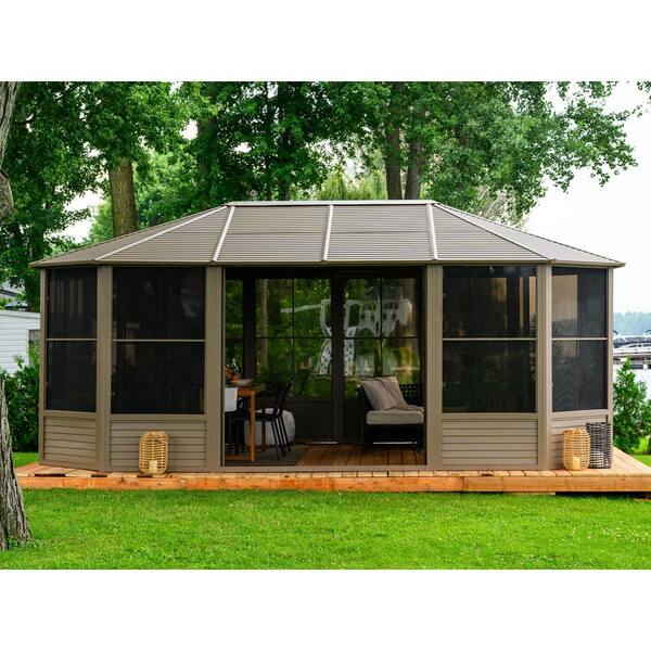 12 ft. x 18 ft. Florence Solarium Metal Roof Sand