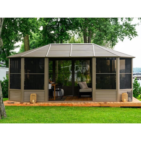12 ft. x 18 ft. Florence Solarium Metal Roof Sand